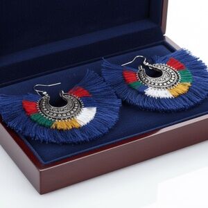 Womens Silk Fringe Rocker Earring